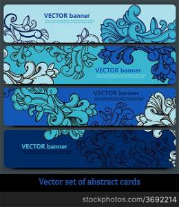 vector set of floral cards different shades of blue
