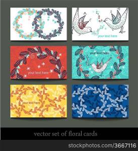 vector set of floral colored cards