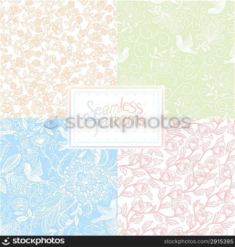vector set of floral seamless patterns