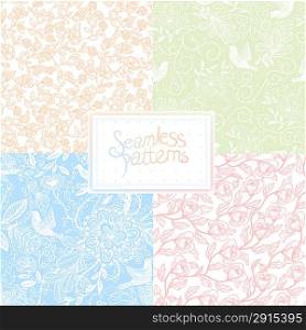 vector set of floral seamless patterns