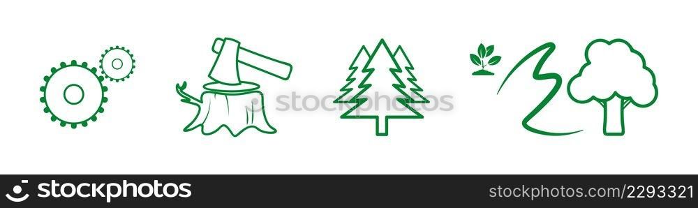 Vector set of forest theme icons on transparent background