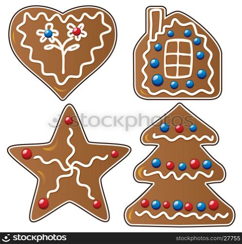 vector set of four gingerbread cookies