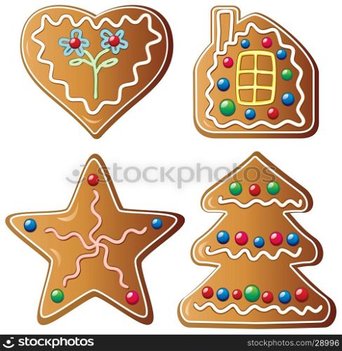 vector set of four gingerbread cookies