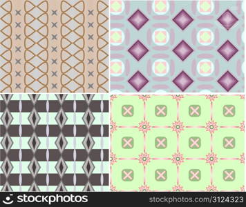 Vector set of four white seamless pattern