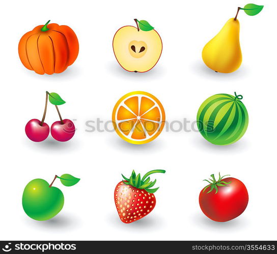 Vector set of fruit objects