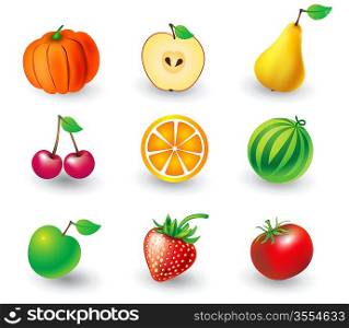 Vector set of fruit objects
