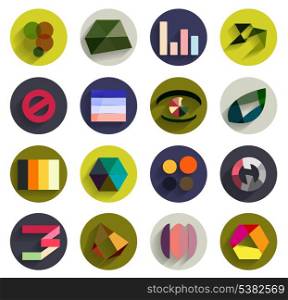 Vector set of geometric abstract flat icons. Can be used for business template / presentation
