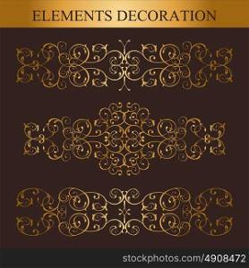 Vector set of Golden calligraphic design elements and page decoration