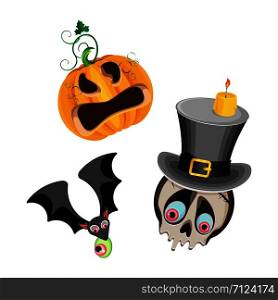 Vector set of halloween characters. On a transparent background