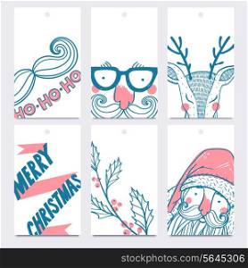 vector set of hand drawn Christmas and New Year tags