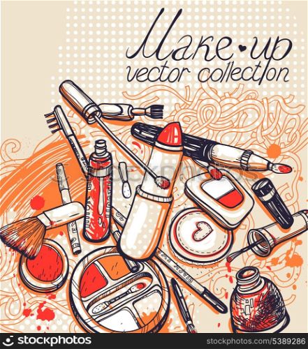 vector set of hand drawn cosmetics