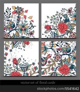 vector set of hand drawn floral backgrounds