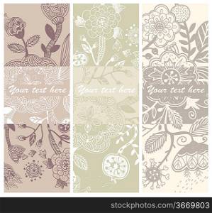 vector set of hand drawn floral cards