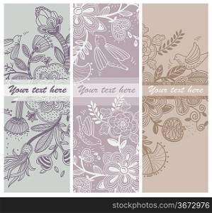 vector set of hand drawn floral cards
