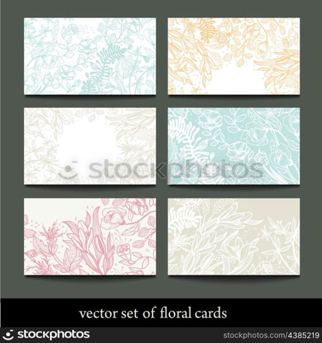 vector set of hand drawn floral cards