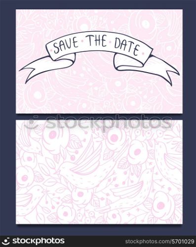 vector set of hand drawn floral cards for wedding design