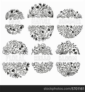 vector set of hand drawn floral elements