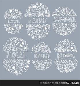 vector set of hand drawn floral emblems