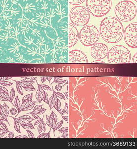 vector set of hand drawn floral patterns