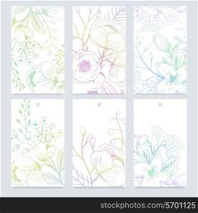 vector set of hand drawn vintage floral cards