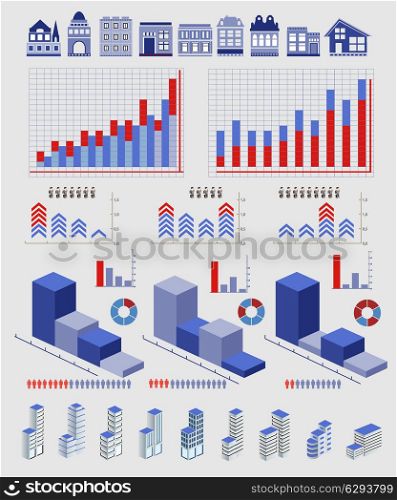 Vector set of infographics elements on a gray background