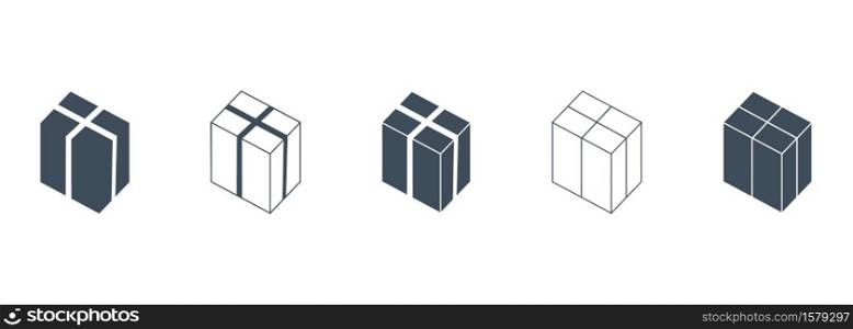 vector set of isometric gift icons on a white background