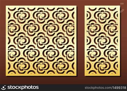 Vector set of laser cut panels. Islamic design with arabic geometric pattern. Stencil or template for wood or metal cutting, fretwork, engraving or carving, for interior decor or paper card .