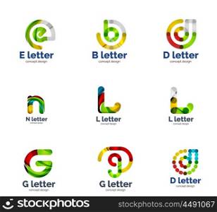 Vector set of letter logo icons, abstract geometric style