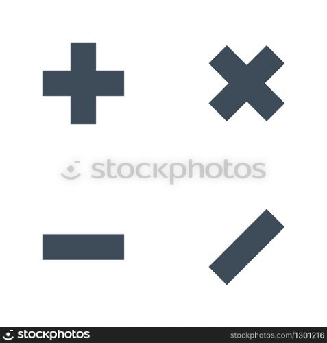vector set of mathematical symbols - plus, minus, multiplication, division
