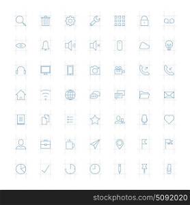 Vector set of modern simple thin icons. Design elements for mobile and web applications.