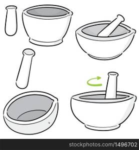 vector set of mortar and pestle