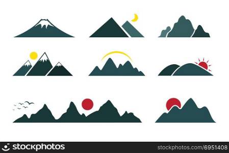 Vector set of mountain on white background. Easy editable layered vector illustration.