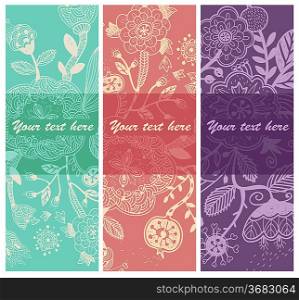 vector set of multicolored floral cards