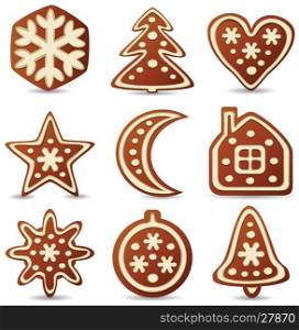 vector set of nine gingerbread cookies