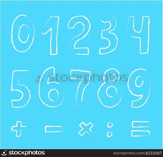 vector set of numbers on blue