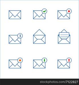 Vector set of outline envelope icons with different condition