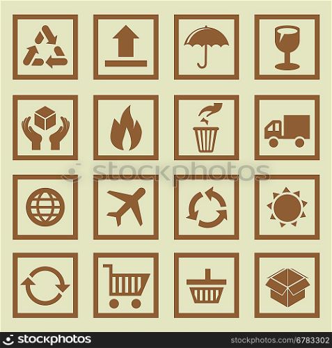 Vector set of package signs and symbols