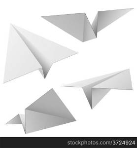 Vector set of paper planes isolated on white background.