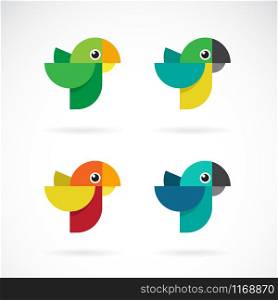 Vector set of parrot design on white background. Wild Animals. Birds. Easy editable layered vector illustration.