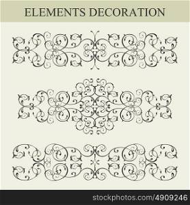 Vector set of patterns, borders and dividers decorative vignette elements set isolated on white for design