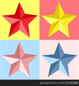 vector set of pentagonal stars of different colors