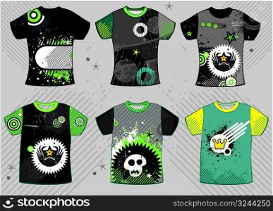 Vector set of punkish t-shirts