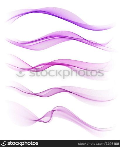 Vector Set of purple abstract wave design element.. Set of purple abstract wave design element
