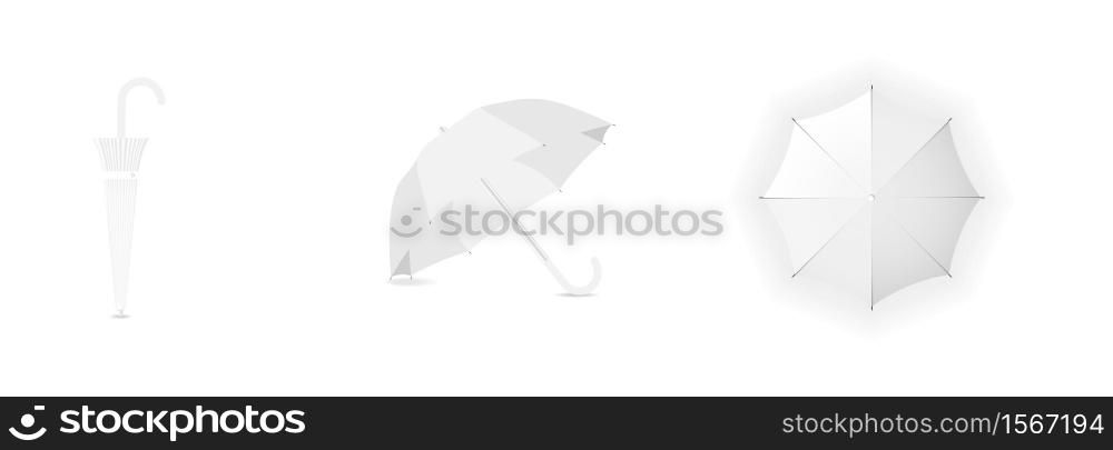 vector set of realistic images of white umbrellas