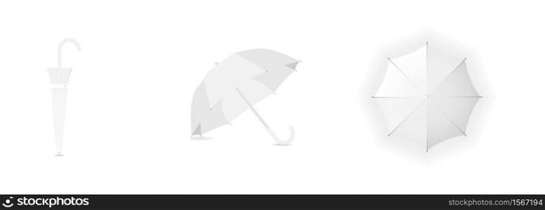 vector set of realistic images of white umbrellas