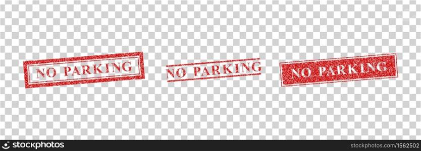 Vector set of realistic isolated No Parking red rubber stamp for template decoration on the transparent background.