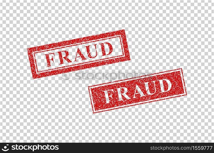 Vector set of realistic isolated red rubber stamp of Fraud logo for template decoration on the transparent background.