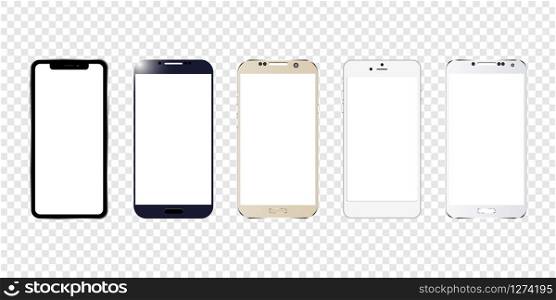vector set of realistic phone icons on transparent background