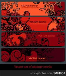 vector set of red and orange floral banners