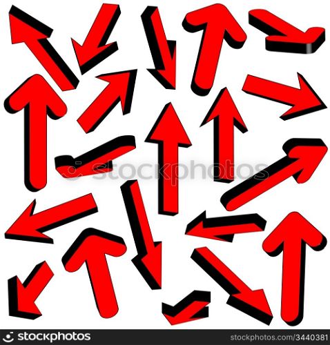 Vector set of red arrows